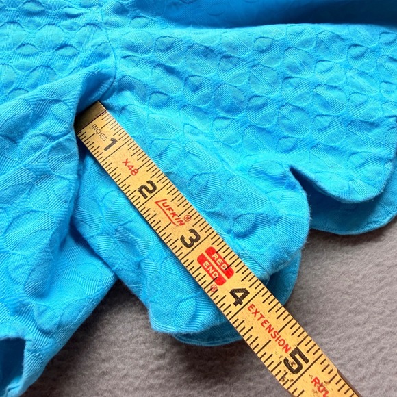 Crown & Ivy Turquoise Blue Scalloped Hem Jacquard Shorts Womens Size 8 - Picture 5 of 8